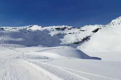 Traumhafte Pisten vor dem Panorama der Alpen