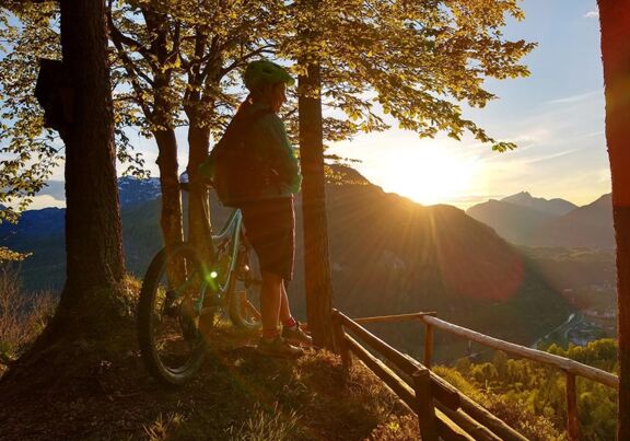 Watching the sunset during a MTB tour